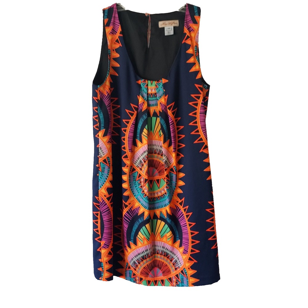 Mara Hoffman Mini Dress‎ Womens XS Sleeveless Multicolor Neon Art To Wear 60's